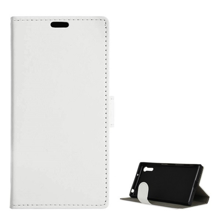 Tok álló, bőr hatású (FLIP, oldalra nyíló, asztali tartó funkció, prémium) FEHÉR [Sony Xperia XZ (F8331)] (5996457669769)