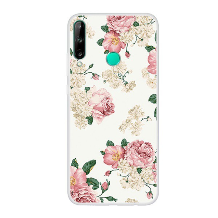 Szilikon telefonvédő (bazsarózsa minta) FEHÉR [Huawei P40 Lite E / Y7p] (5996457964321)