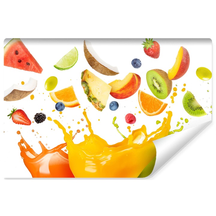 Fotótapéta Egzotikus Gyümölcs Gyümölcslevek 3D 180 x 120 cm Vlies, a konyhához, Fali dekoráció, Könnyen tisztítható