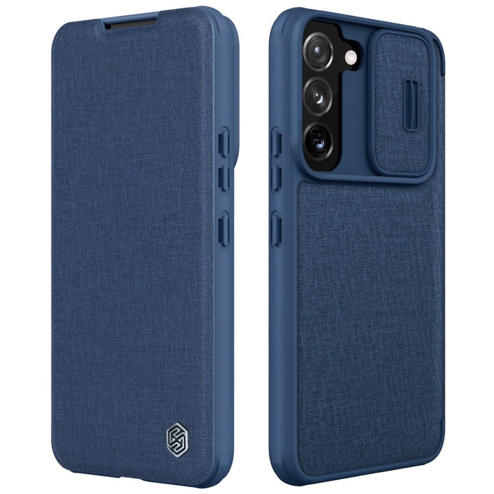 Калъф, съвместим с Samsung Galaxy S22 5G син, синтетичен удароустойчив тип портфейл, NILLKIN-28713