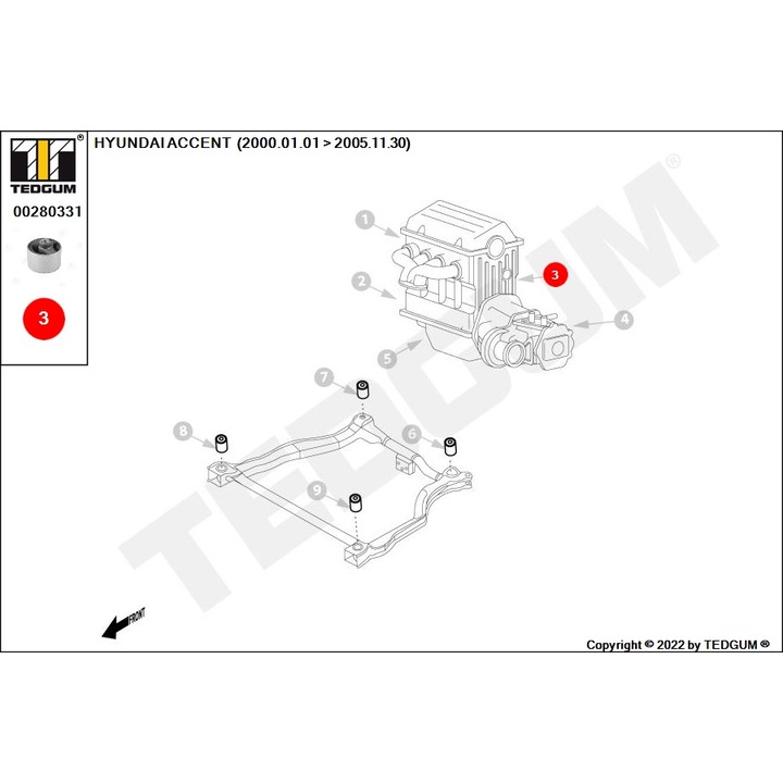 Bucsa capac motor Hyundai Accent II/Matrix FC 2001, Tedgum, Gri