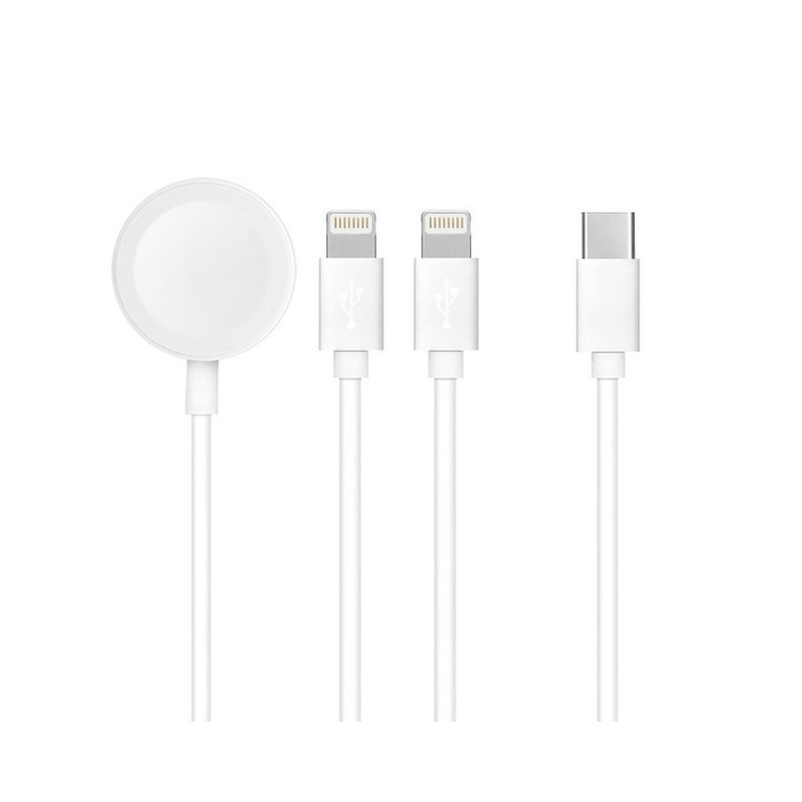 Cablu Date Incarcare 3 In 1 Upzz, Usb-c La 2 X Lightning, 1 X Apple Watch 3w, 1a - C3168