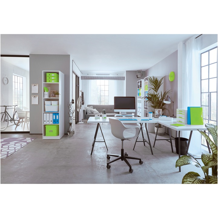 Cutie depozitare Leitz WOW Click & Store, carton laminat, partial reciclat, pliabila, cu capac si maner, 36x20x48 cm, verde