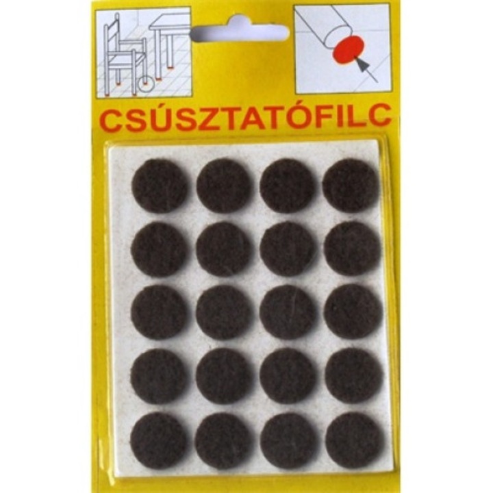 Csúsztatófilc öntapadó d=16 barna (20db)