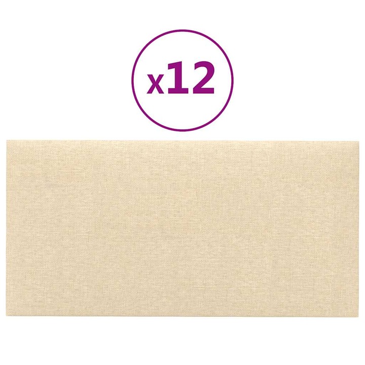 Комплект Стенни панели vidaXL, 12 бр, Кремав, 30x15 см, Плат