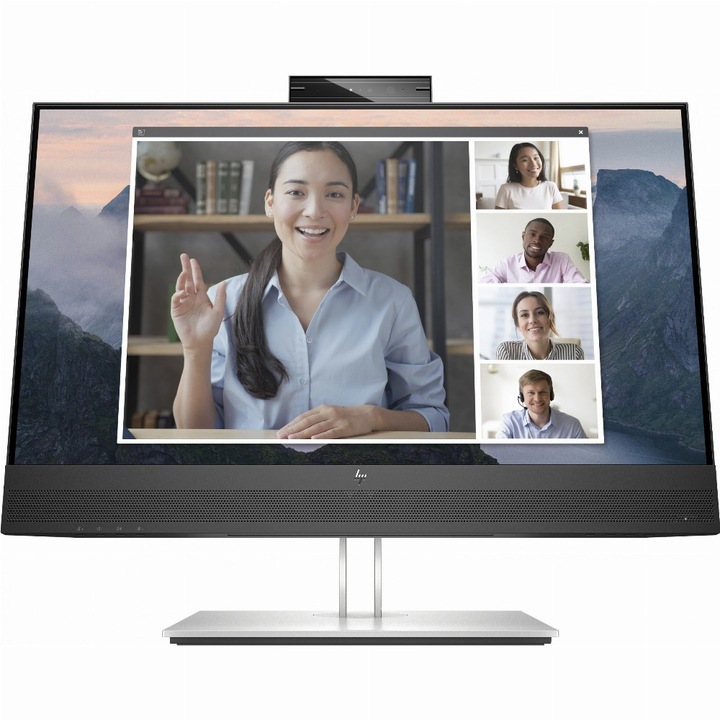 60,45cm/23,8'' (1920x1080) HP E24mv G4 Conferencing Monitor 16:9 5ms IPS HDMI VGA DisplayPort VESA Pivot Speaker Full HD Black/Silver (169L0AA#ABB)