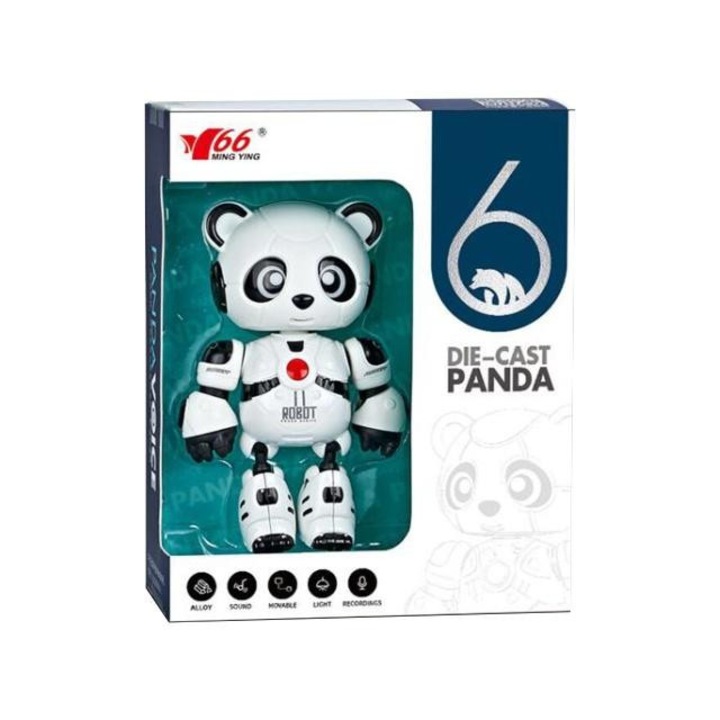 Magic Toys 5653105 11-es, a robot panda pajtás fénnyel és hanggal, fém vázzal