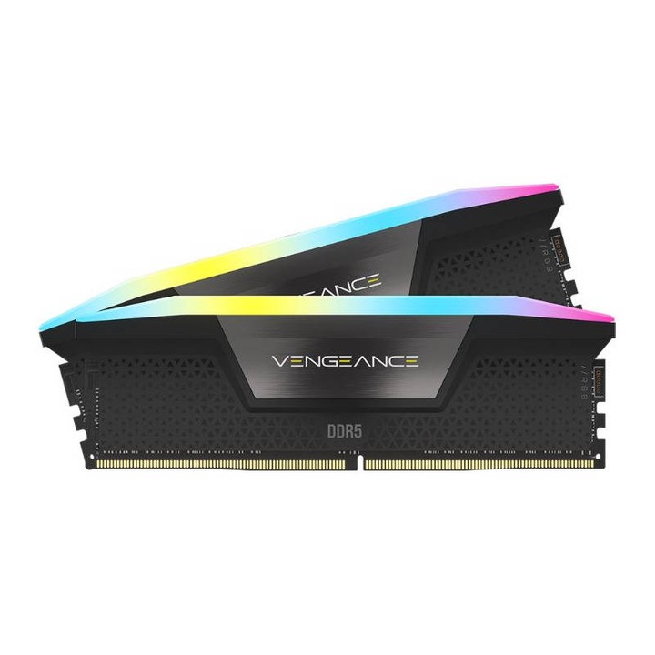 CORSAIR Memorie Corsair Vengeance Black RGB 32GB(2x16GB) DDR5 PC5-41600 5200MHz CL40 - imagine 1