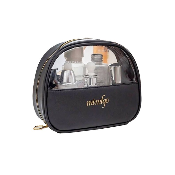 Geanta portabila cosmetice Ecarla, 23 x 22 x 8 cm, Negru