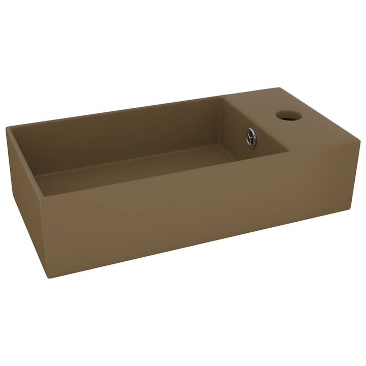 Chiuveta de baie cu preaplin, crem mat, ceramica, Universal si Frumos, Greutate 10,6 - 472870