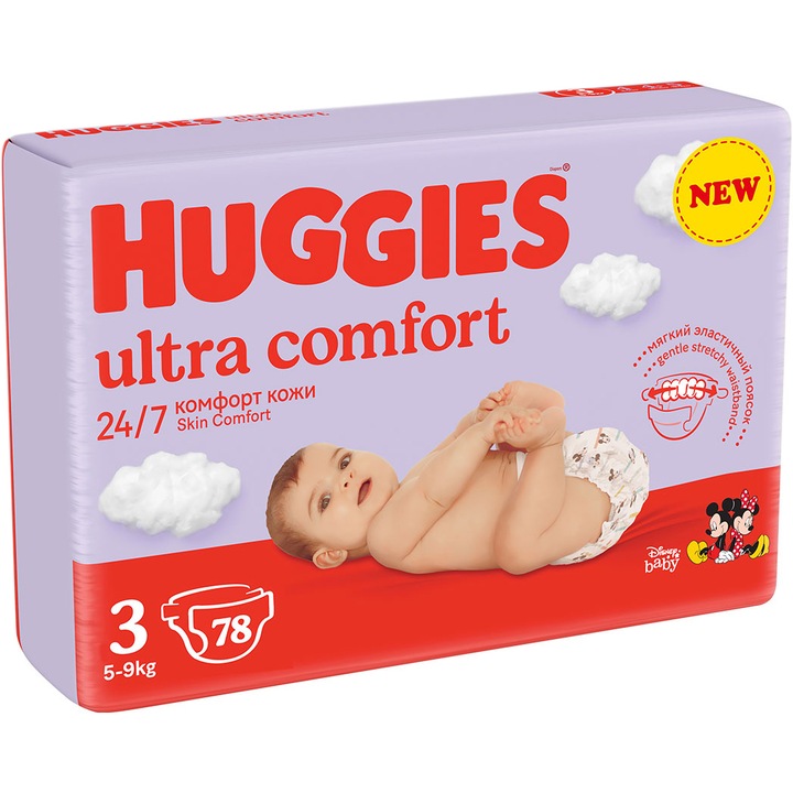 Scutece Huggies Ultra Comfort Mega 3, 5-9 kg, 78 buc
