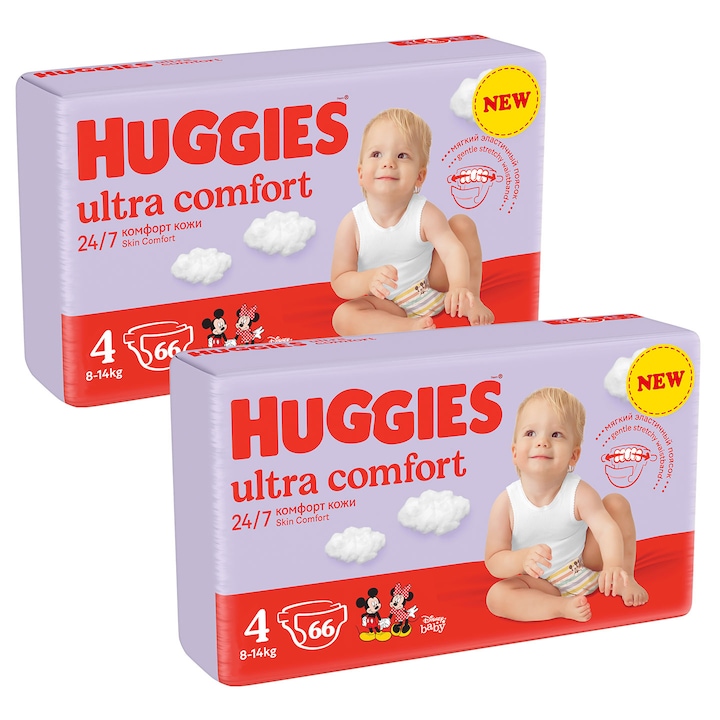 Scutece Huggies Ultra Comfort Mega Nr 4, 8-14 kg,132 buc