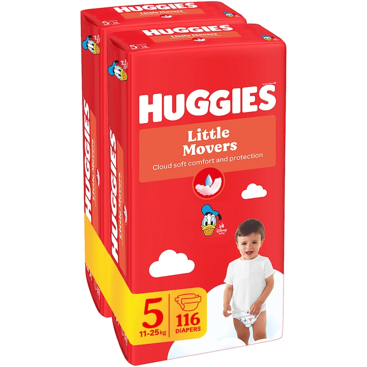Пелени Huggies Little Movers 5, 11-25 кг, 116 броя