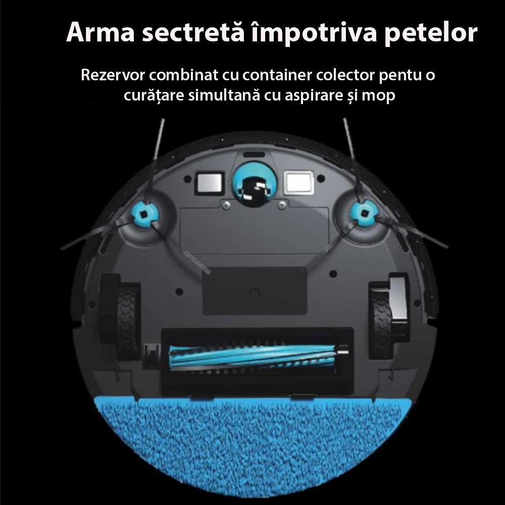 Aspirator robot cu mop, MAGNUM UV+, Sterilizare lampa UVC, Wi-Fi, Aplicatie in limba romana, Negru