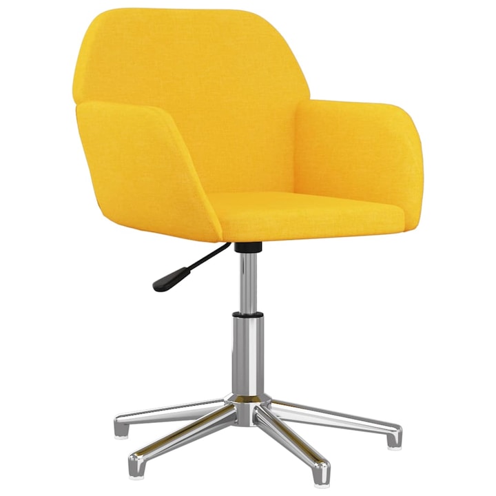 Въртящ се офис стол vidaXL, Жълт, Плат, 53,5 x 57 x (70 - 77,5) см