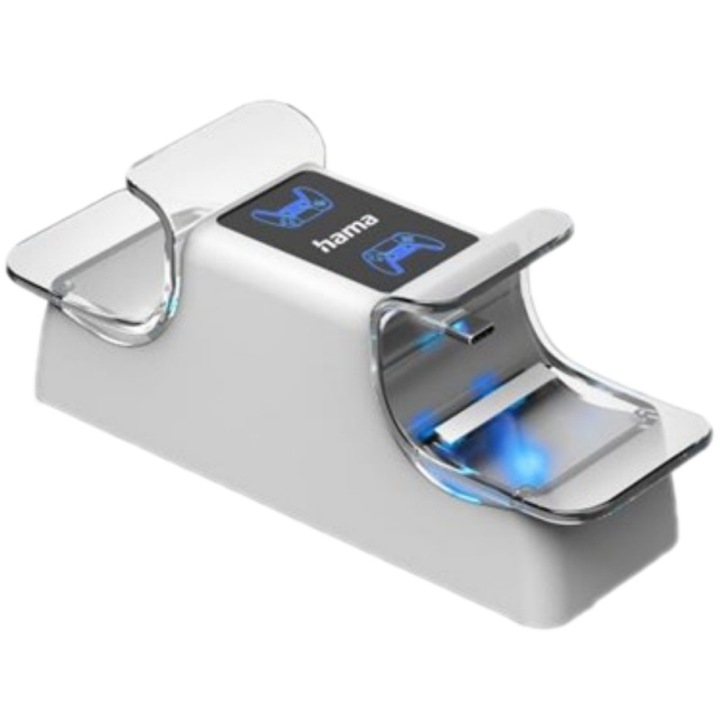 Statie de incarcare dubla pentru gamepad PS5, Hama, Argintiu