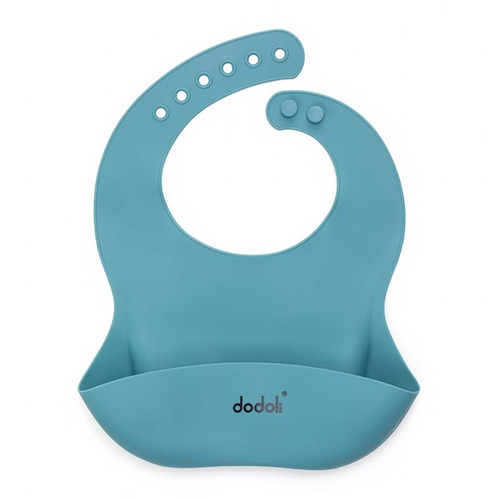 Гъвкав силиконов лигавник, с джоб, за бебета и деца, Dodoli, Seablue