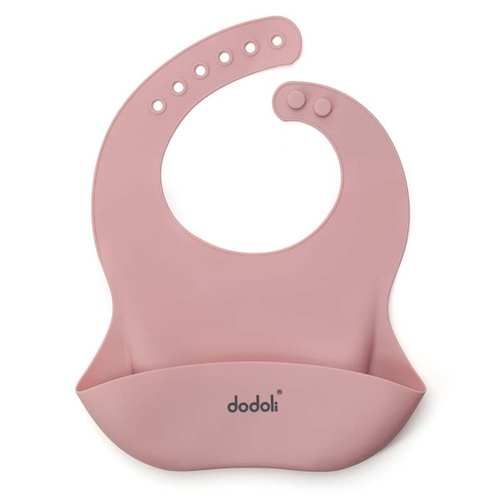 Лигавник, с джоб, за бебета и деца, Dodoli, гъвкав, силиконов, розов