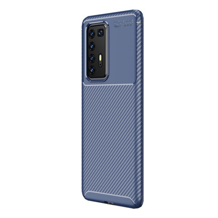 Szilikon telefonvédő (közepesen ütésálló, légpárnás sarok, karbon minta) SÖTÉTKÉK [Huawei P40 Pro 5G] (5996457945863)