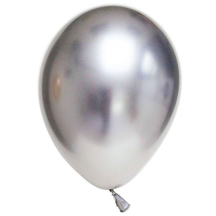 Комплект 10 латексови балона 33 см Silver- Shiny (хром), Gemar 120.89