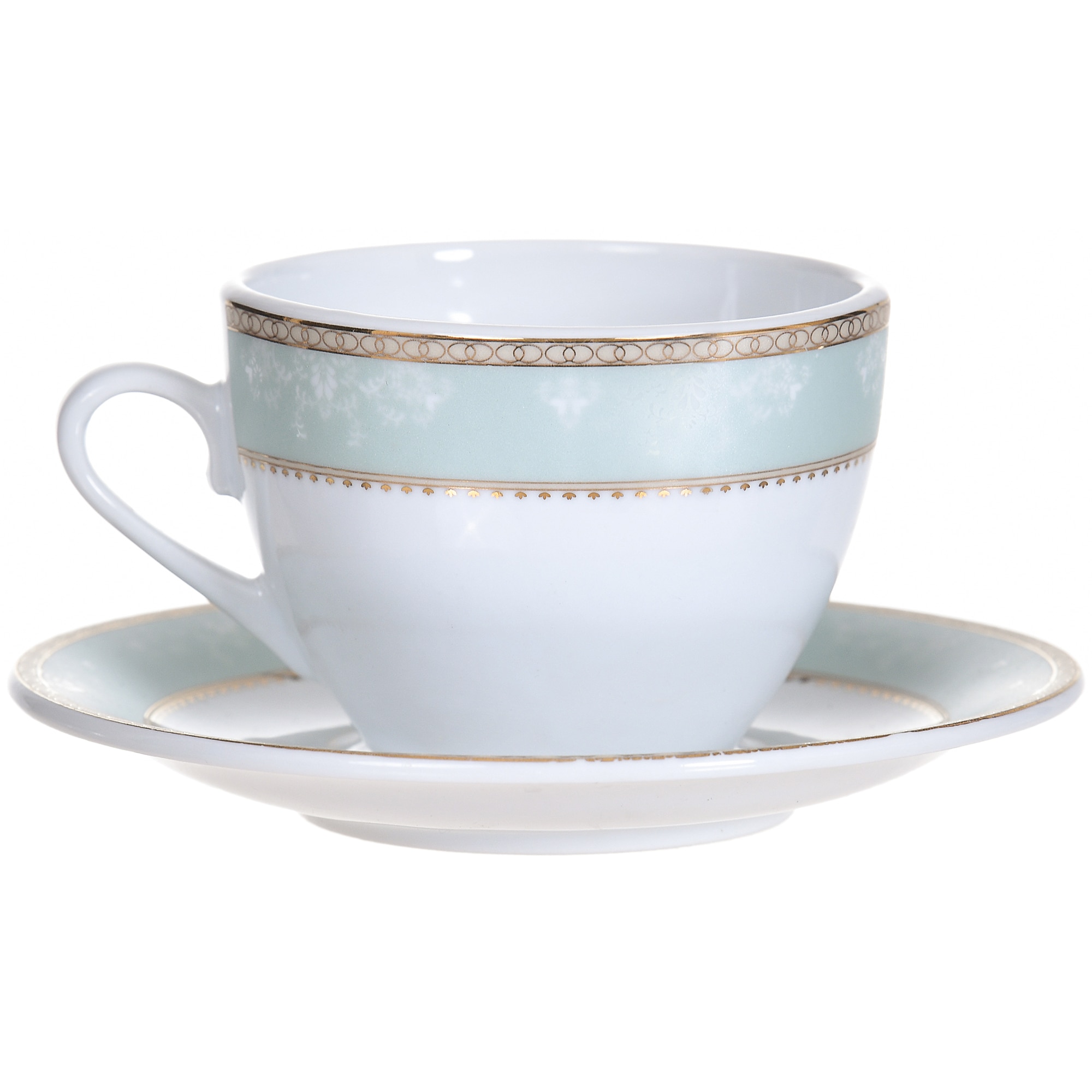 Set cafea 12 piese Dinova Hector, portelan, décor si margini de aur, 190 ml