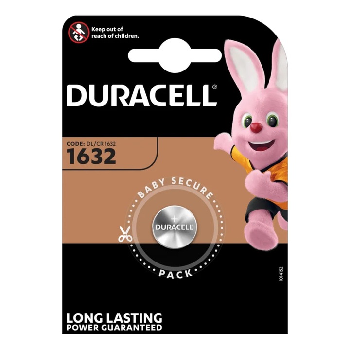 Бутонна батерия DURACELL CR-1632, 3V, Литиева