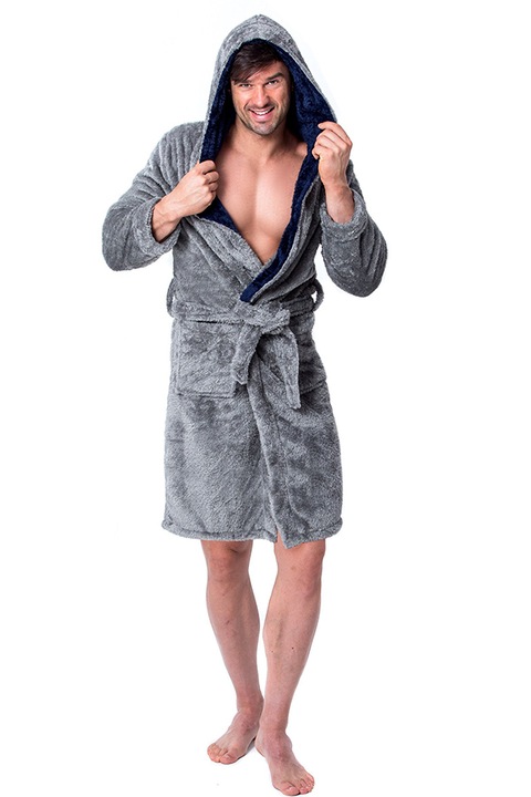 Мъжки халат Rea Tutumi Jordan Gray Navy, M, Микрофибър