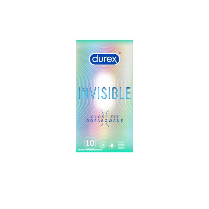 Durex Invisible Close Fit keskenyebb méretű óvszer, 10 db