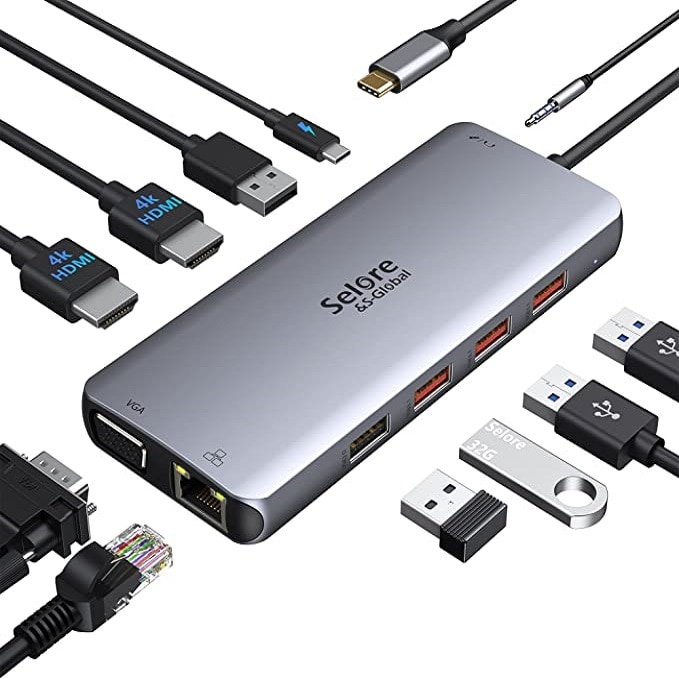 Support pour ordinateur portable multifonction Acefast HUB USB Type C - 2x  USB 3.2 Gen 1 (3.0, 3.1 Gen 1) / TF, SD / HDMI 4K@60Hz / RJ45 1Gbps / PD