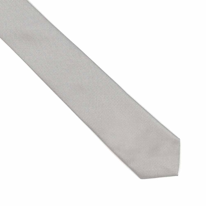 Cravata slim, Onore, gri deschis, poliester, 145 x 5.5 cm, model geometric uni