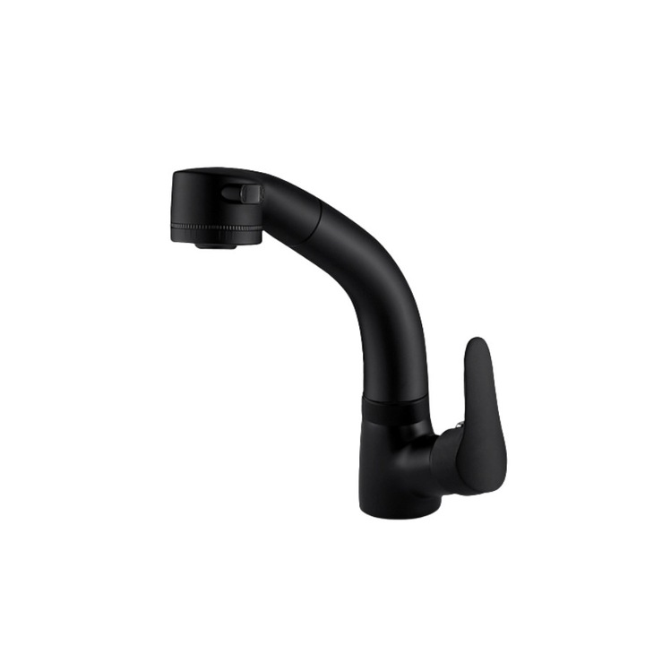 Смесител за мивка Blackswan тип M176 матово черен модел с изтеглящ се смесител размер 24 см