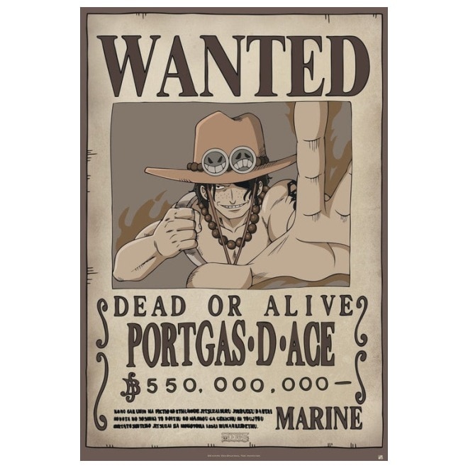 Poster One Piece, Wanted Ace, 91.5 x 61 cm 