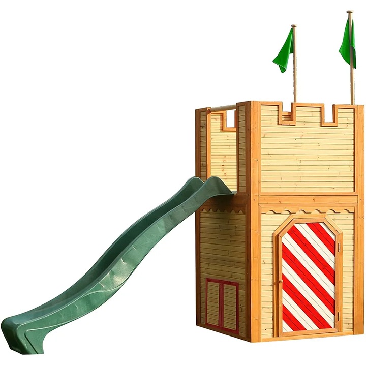 Casuta pentru copii cu tobogan verde Axi