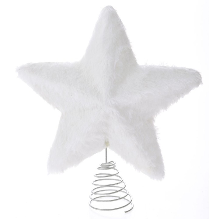 Коледна украса Fur Star, бяла, 20 см