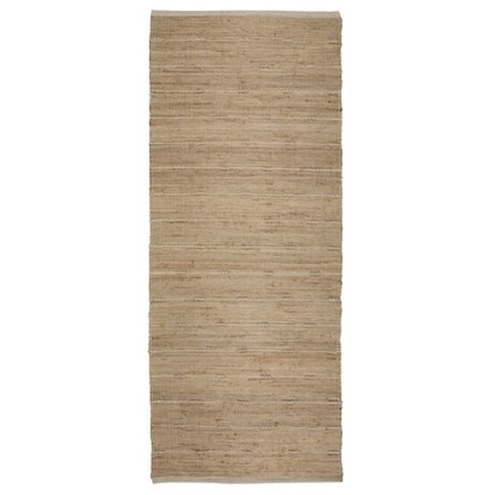 Covor decorativ, dreptunghiular, din iuta si bumbac, model traditional, 200 x 80 cm, bej natur