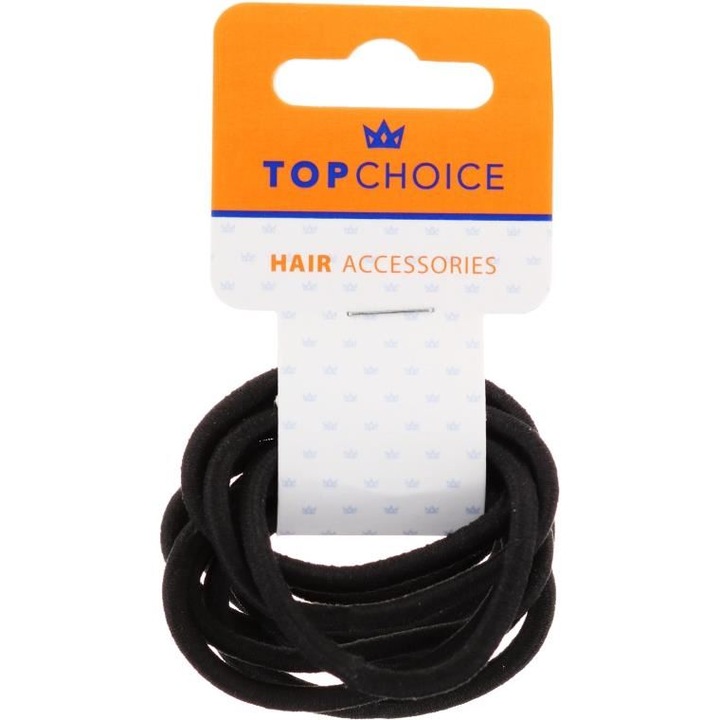Комплект 10 ластика за коса "Elegant Black, Top Choice TC66214