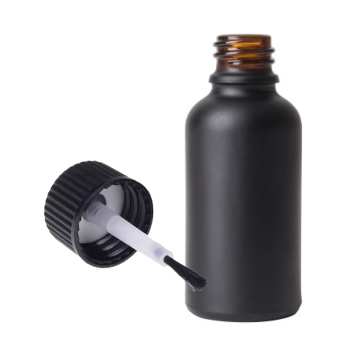 DROPY Vastag üvegtartály, ecset típusú mechanizmussal, könnyű felvitel, 15 ml, fekete