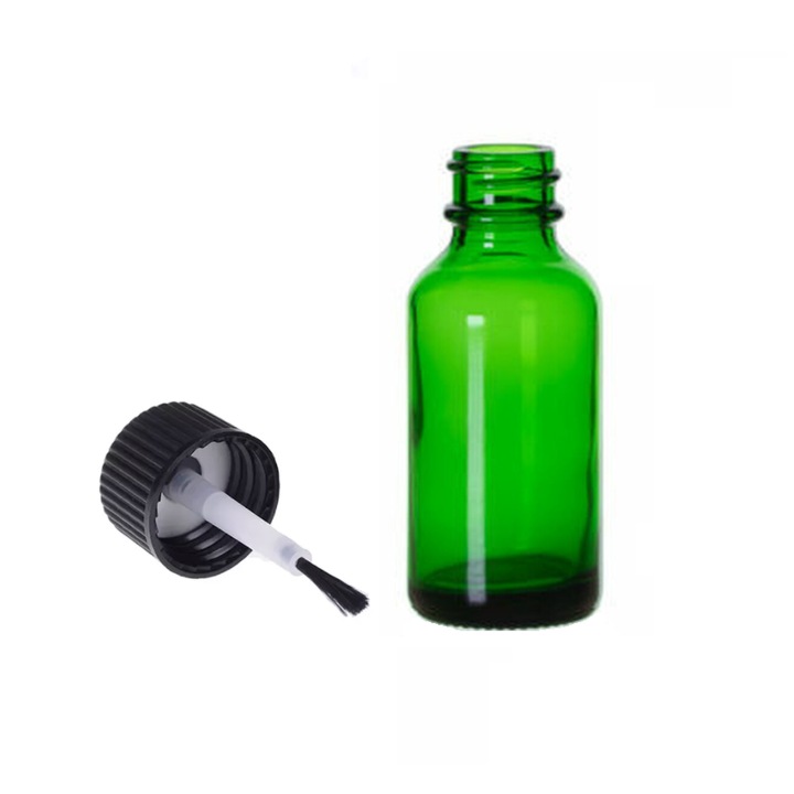 DROPY Vastag üvegtartály, ecset típusú mechanizmussal, könnyű felvitel, 15 ml, zöld