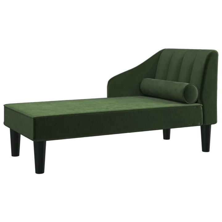 Кушетка с болстер vidaXL, Тъмнозелена, Кадифе, 120 x 57 x 63 см, 10.6 kg
