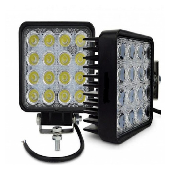 Proiectoare Led Off Road TP-1648 48W 16 12V-24V PATRATE - Set 2 Bucati