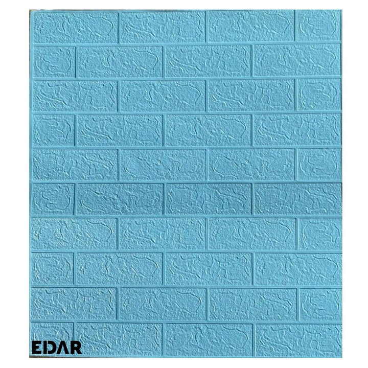 Tapet Autocolant EDAR, Design Caramida 3D, Rezistent La Apa, 70 cm x 77 cm, Desing Modern, Usor De Curatat, Albastru