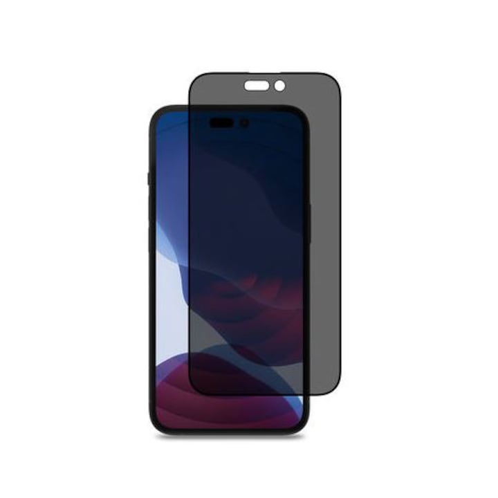 Fólia Apple iPhone 15 Plus készülékhez, Ujjlenyomat-mentes, Adatvédelmi üveg, Átlátszó
