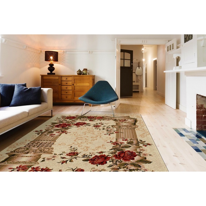 Delta Carpet Lotos Klasszikus szőnyeg, 100x200 cm, krém/bézs
