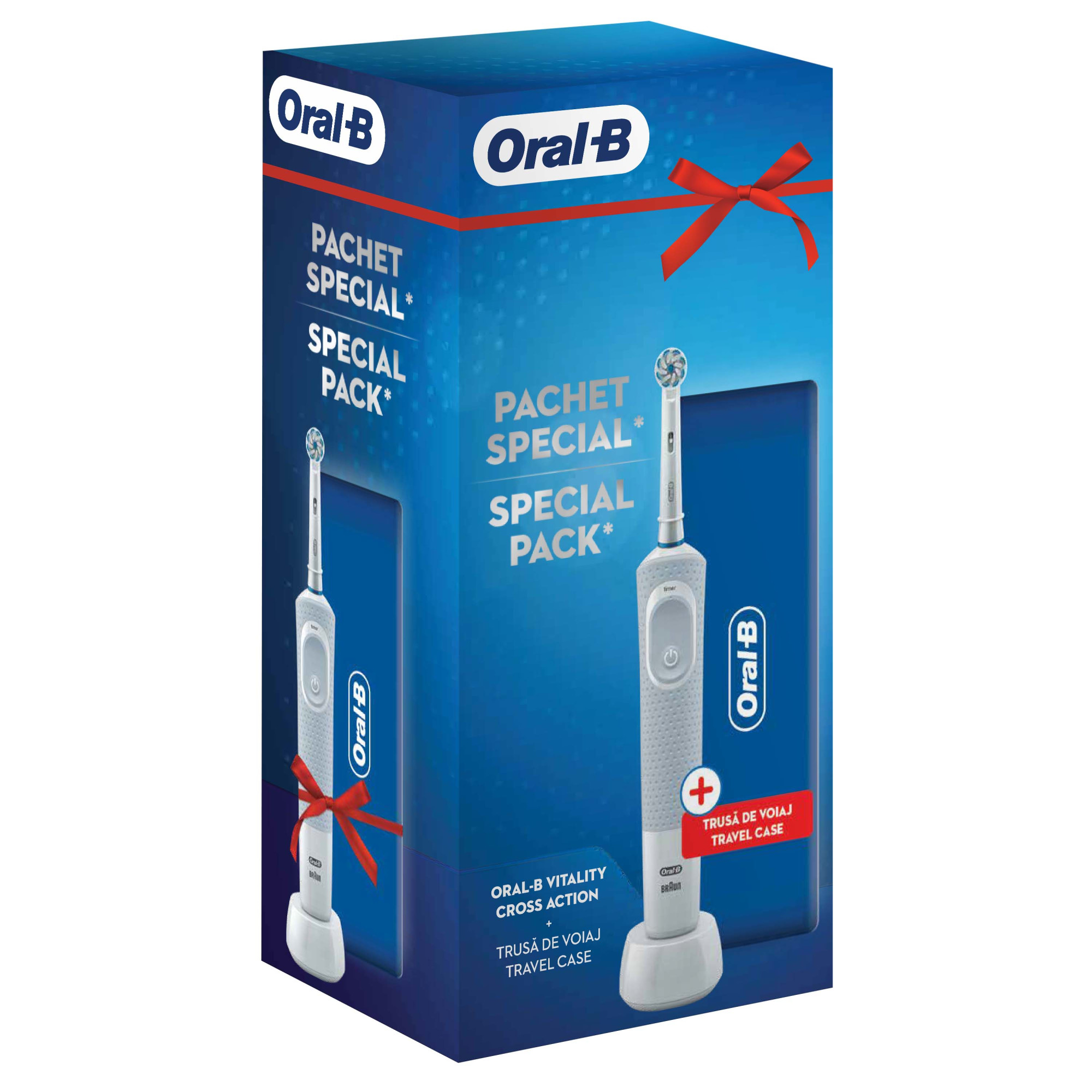 Електрическа четка за зъби Oral-B Vitality D100 Cross Action, 7600 осцилации/мин, 2D почистване, 1 програма, 1 резерва, White
