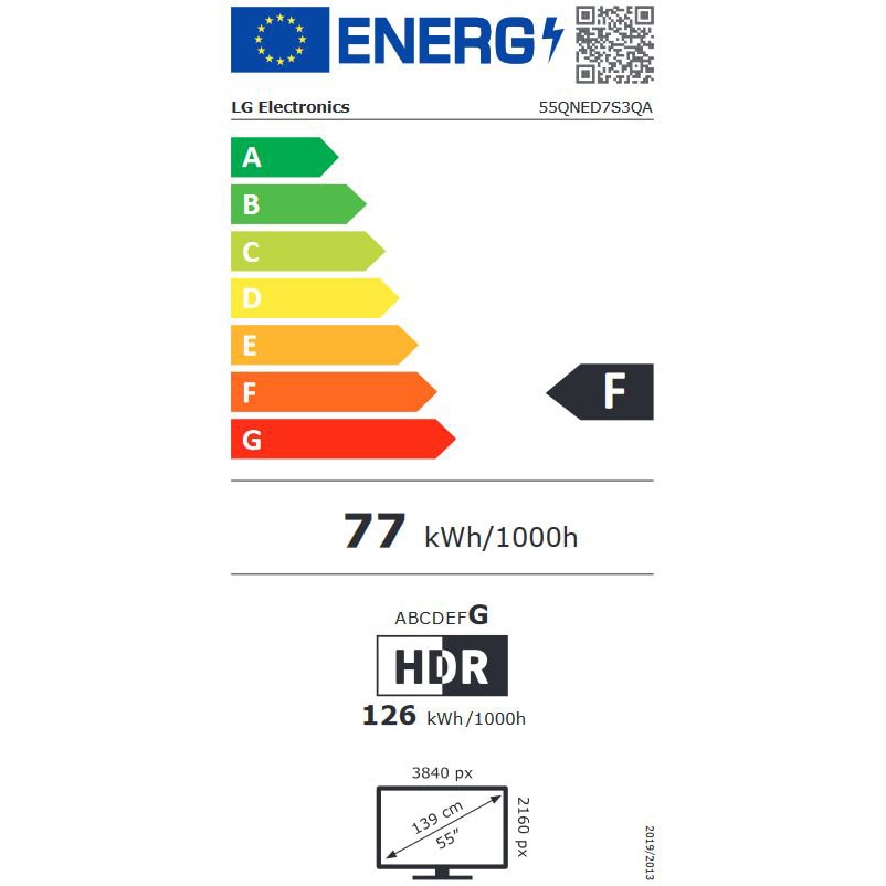 Televizor LG QNED 55QNED7S3QA, 139 cm, Smart, 4K HDR, 50 Hz, Clasa F