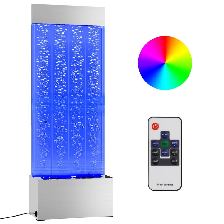 vidaXL rozsdamentes acél és akril buborékoszlop RGB LED-ekkel 110 cm 9.2 kg 151400
