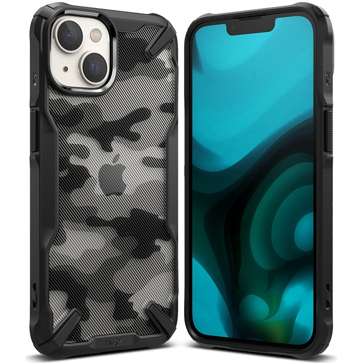 AZIAO Tech X Design Case за Apple iPhone 14 Plus, Fusion Smart Protection, Anti-Impact, Extra Grip Texture, Anti-Drop Test, Military-Grade Protection, Black Camouflage