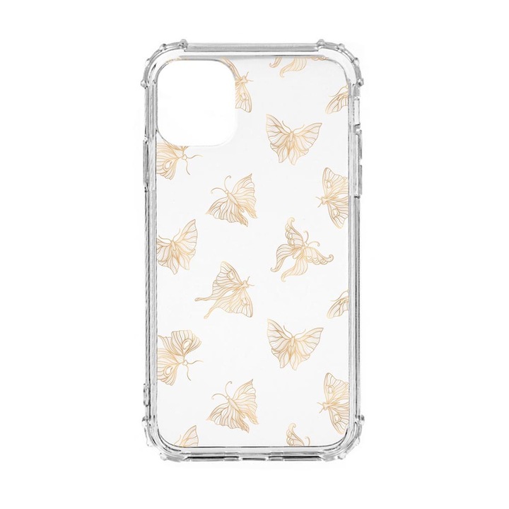 Силиконов калъф Unique за Oppo Reno 7 4G, Gold Butterfly, Anti Shock, AS 919