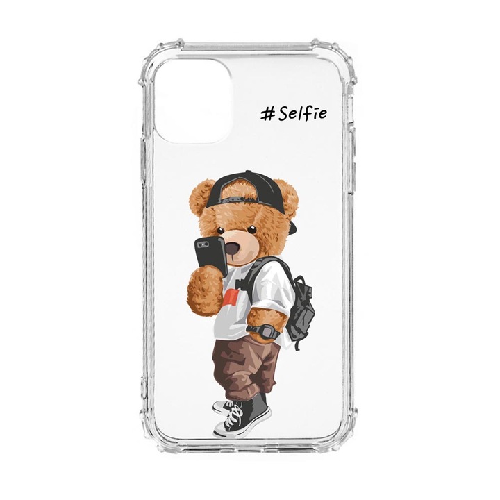 Силиконов калъф Unique за Oppo Reno 7 4G, Selfie Teddy Bear, Anti Shock, AS 925