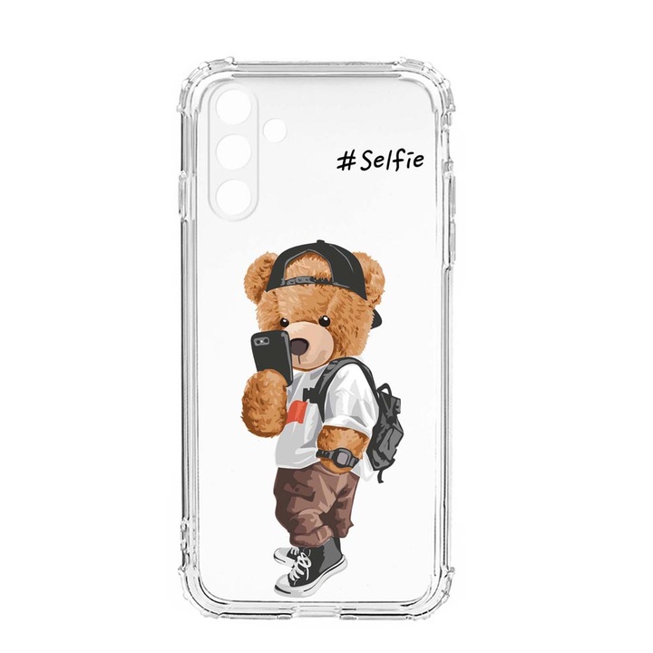 Husa Silicon Anti Shock, Compatibila Cu Samsung Galaxy A13 5G, Selfie Teddy Bear, Rezistenta la socuri, Military Grade Drop Protection, AS 925